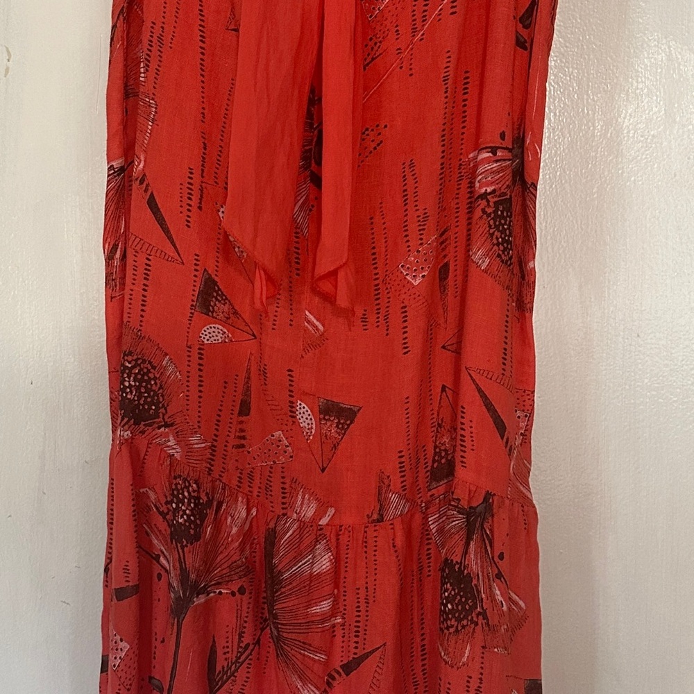 LINEN FLORAL PRINT DRESS - Picture 4 of 10